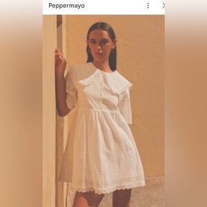 Peppermayo White Mini Dress with Peter Pan Collar